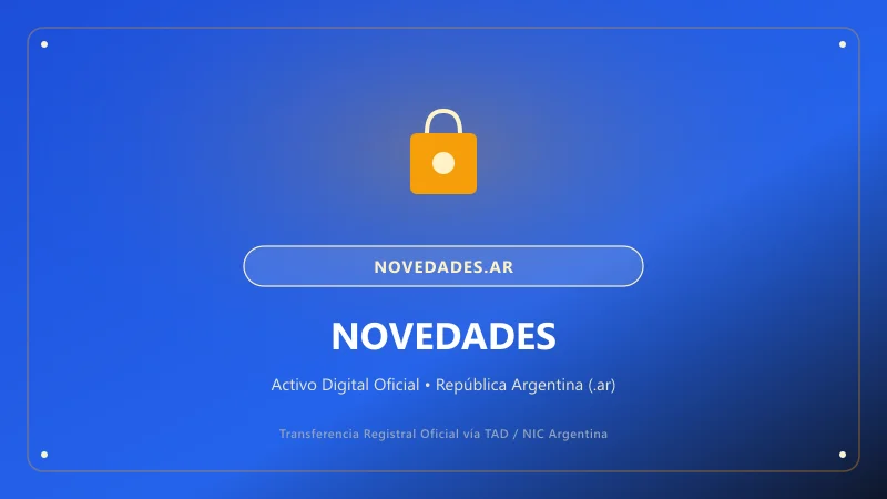 Identidad visual y presentación comercial del nombre de dominio novedades.ar en venta